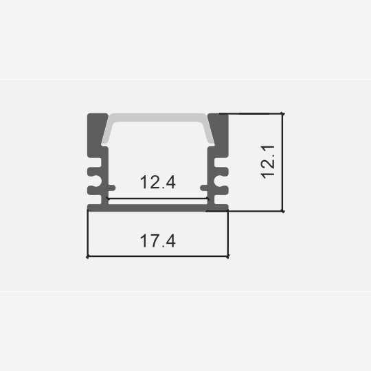 M505 Aluminijumski profil za LED trake nadgradni set sa difuzerom 2000x17 4x12 1mm Mitea Lighting