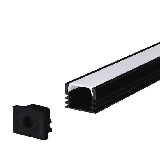 M505-C crni aluminijumski profil za LED trake nadgradni 2000x17 4x12 1mm set sa difuzerom Mitea Lighting