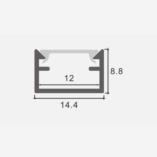 M506 Aluminijumski profil za LED trake nadgradni set sa difuzerom 2000x14 4x8 8mm Mitea Lighting