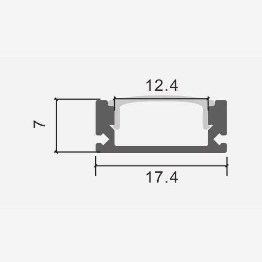 M509 Aluminijumski profil za LED trake nadgradni set sa difuzerom 2000x17 4x7mm Mitea Lighting