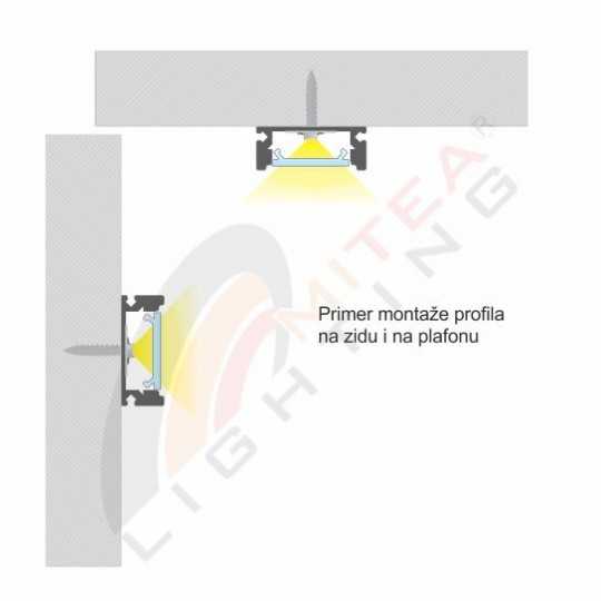 M509-C Crni aluminijumski profil za LED trake nadgradni set sa difuzerom 2000x17 4x7mm Mitea Lighting