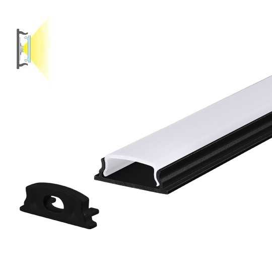 M640-C CRNI Fleksibilni aluminijumski profil za LED trake 18x6x2000mm set sa difuzorom Mitea Lighting