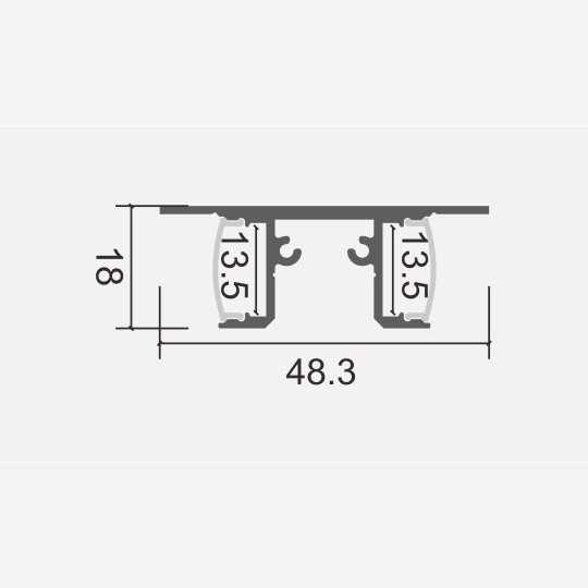 MA-01 Dupli crni aluminijumski profil za LED trake set sa difuzorom 48x18x2000mm Mitea Lighting