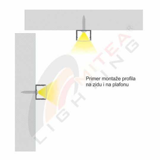 MA616 Aluminijumski profil za LED trake nadgradni set sa difuzerom 2000x19 5x14mm Mitea Lighting